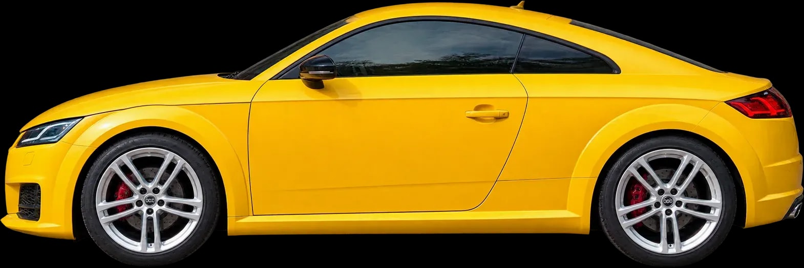 Audi TT in yellow, side profile